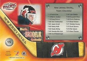 1998-99 Pacific - Team Checklists #15 Martin Brodeur Back