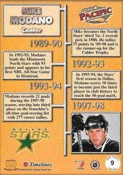 1998-99 Pacific - Timelines #9 Mike Modano Back