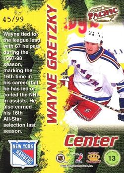1998-99 Pacific - Titanium Ice #13 Wayne Gretzky Back