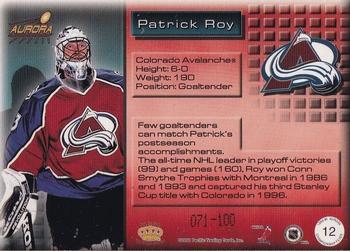 1998-99 Pacific Aurora - Championship Fever Ice Blue #12 Patrick Roy Back