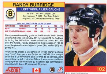 1991-92 Score Canadian Bilingual #102 Randy Burridge Back