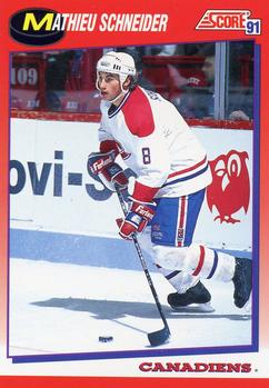 1991-92 Score Canadian Bilingual #105 Mathieu Schneider Front