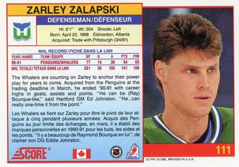 1991-92 Score Canadian Bilingual #111 Zarley Zalapski Back