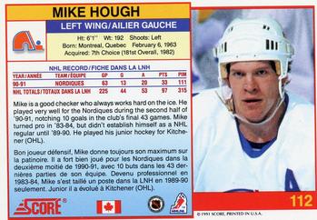 1991-92 Score Canadian Bilingual #112 Mike Hough Back