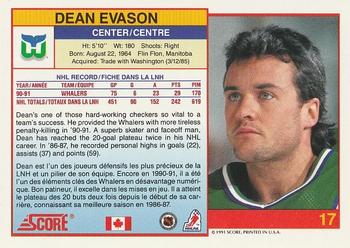 1991-92 Score Canadian Bilingual #17 Dean Evason Back