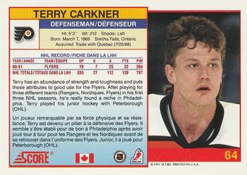 1991-92 Score Canadian Bilingual #64 Terry Carkner Back