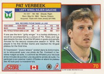 1991-92 Score Canadian Bilingual #70 Pat Verbeek Back