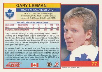 1991-92 Score Canadian Bilingual #77 Gary Leeman Back