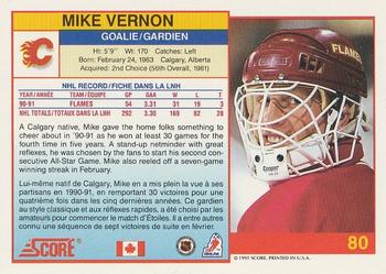 1991-92 Score Canadian Bilingual #80 Mike Vernon Back