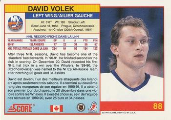 1991-92 Score Canadian Bilingual #88 David Volek Back