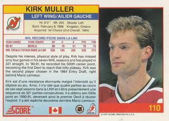 1991-92 Score Canadian Bilingual #110 Kirk Muller Back