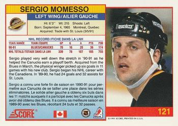 1991-92 Score Canadian Bilingual #121 Sergio Momesso Back