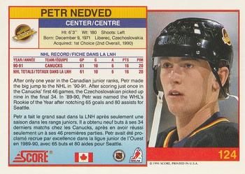 1991-92 Score Canadian Bilingual #124 Petr Nedved Back