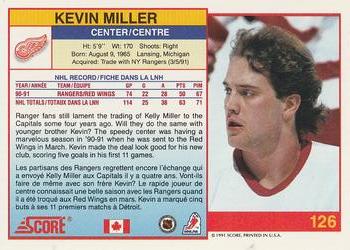 1991-92 Score Canadian Bilingual #126 Kevin Miller Back
