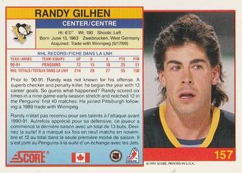 1991-92 Score Canadian Bilingual #157 Randy Gilhen Back