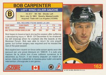 1991-92 Score Canadian Bilingual #162 Bob Carpenter Back