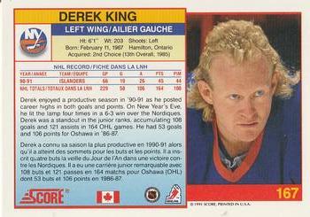 1991-92 Score Canadian Bilingual #167 Derek King Back