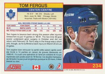 1991-92 Score Canadian Bilingual #234 Tom Fergus Back