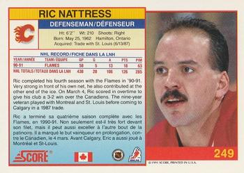 1991-92 Score Canadian Bilingual #249 Ric Nattress Back