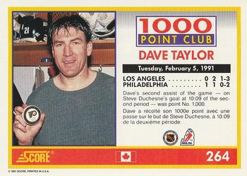1991-92 Score Canadian Bilingual #264 Dave Taylor Back