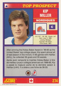 1991-92 Score Canadian Bilingual #274 Kip Miller Back