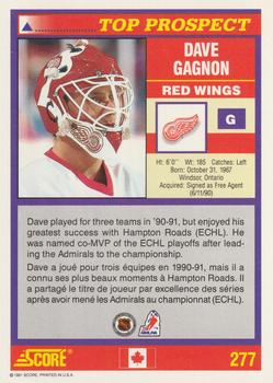 1991-92 Score Canadian Bilingual #277 Dave Gagnon Back