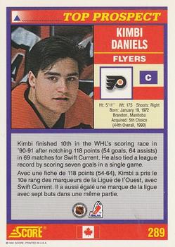 1991-92 Score Canadian Bilingual #289 Kimbi Daniels Back