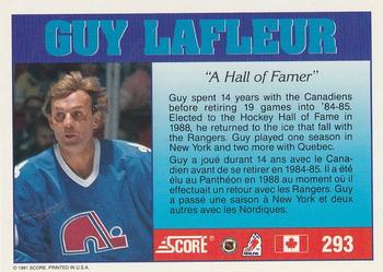 1991-92 Score Canadian Bilingual #293 Guy Lafleur Back