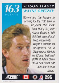 1991-92 Score Canadian Bilingual #296 Wayne Gretzky Back