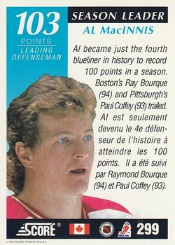 1991-92 Score Canadian Bilingual #299 Al MacInnis Back