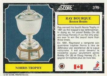 1991-92 Score Canadian Bilingual #319 Ray Bourque Back