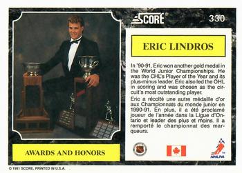 1991-92 Score Canadian Bilingual #330 Eric Lindros Back