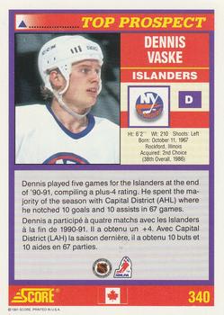 1991-92 Score Canadian Bilingual #340 Dennis Vaske Back