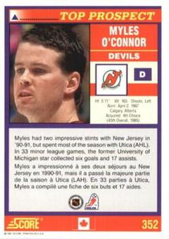 1991-92 Score Canadian Bilingual #352 Myles O'Connor Back