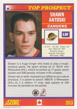 1991-92 Score Canadian Bilingual #353 Shawn Antoski Back