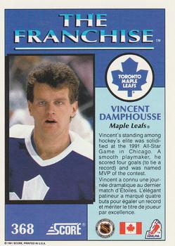 1991-92 Score Canadian Bilingual #368 Vincent Damphousse Back