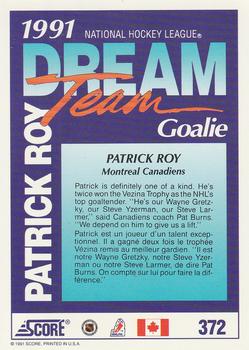 1991-92 Score Canadian Bilingual #372 Patrick Roy Back