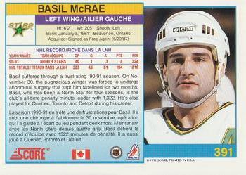 1991-92 Score Canadian Bilingual #391 Basil McRae Back