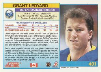 1991-92 Score Canadian Bilingual #401 Grant Ledyard Back