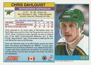 1991-92 Score Canadian Bilingual #404 Chris Dahlquist Back