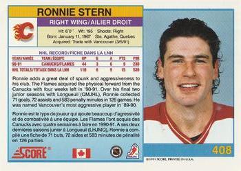 1991-92 Score Canadian Bilingual #408 Ronnie Stern Back