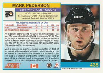 1991-92 Score Canadian Bilingual #435 Mark Pederson Back