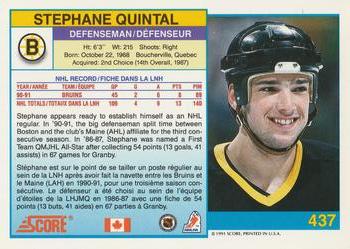 1991-92 Score Canadian Bilingual #437 Stephane Quintal Back