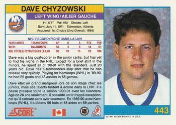 1991-92 Score Canadian Bilingual #443 Dave Chyzowski Back