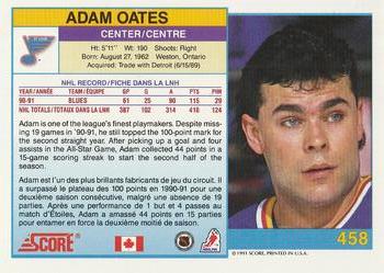 1991-92 Score Canadian Bilingual #458 Adam Oates Back