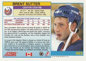 1991-92 Score Canadian Bilingual #463 Brent Sutter Back