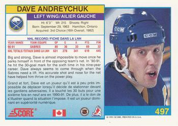 1991-92 Score Canadian Bilingual #497 Dave Andreychuk Back