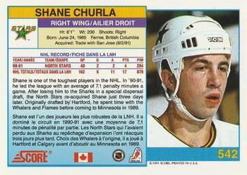 1991-92 Score Canadian Bilingual #542 Shane Churla Back