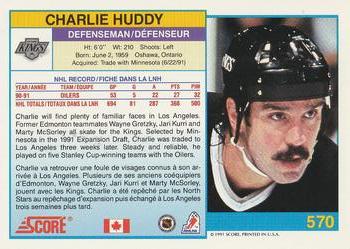 1991-92 Score Canadian Bilingual #570 Charlie Huddy Back