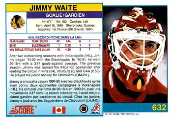 1991-92 Score Canadian Bilingual #632 Jimmy Waite Back